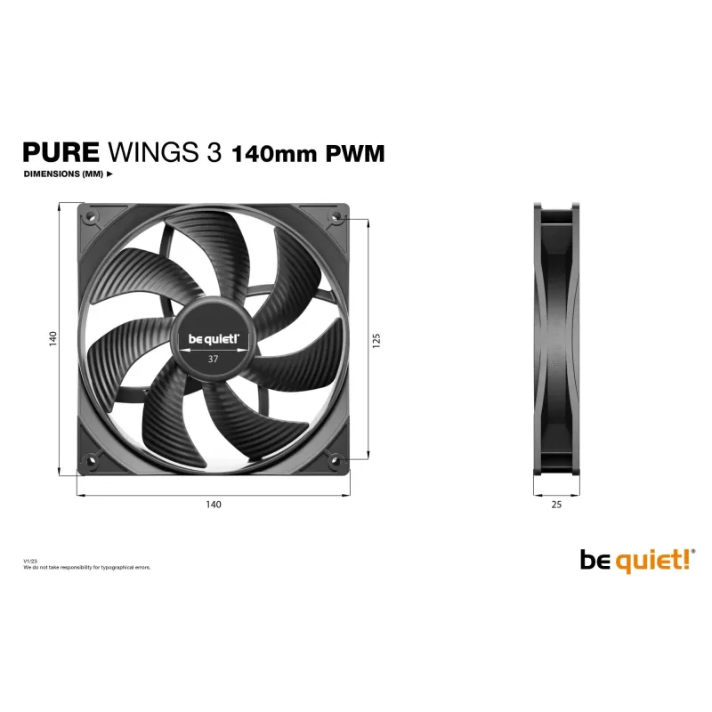 Case fan 140mm pure wings 3-pwm bl108 be quiet