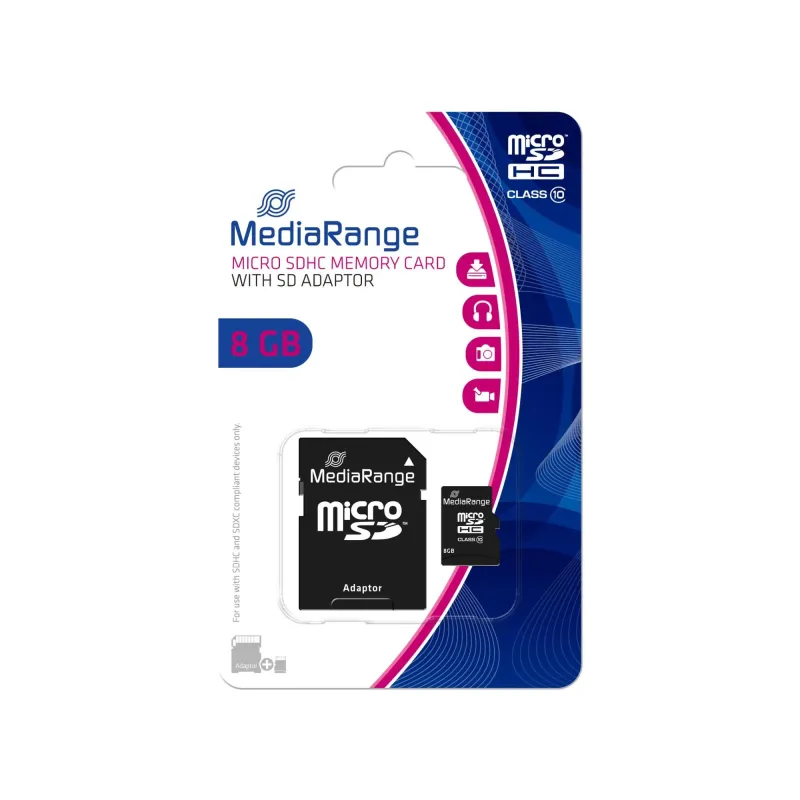 Memory micro sdhc 8gb c10-w-adapter mr957 mediarange
