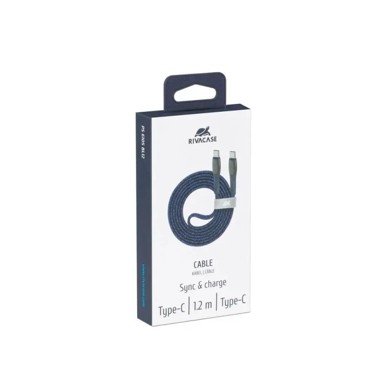 Cable usb-c to usb-c 1.2m-blue ps6105 bl12 rivacase