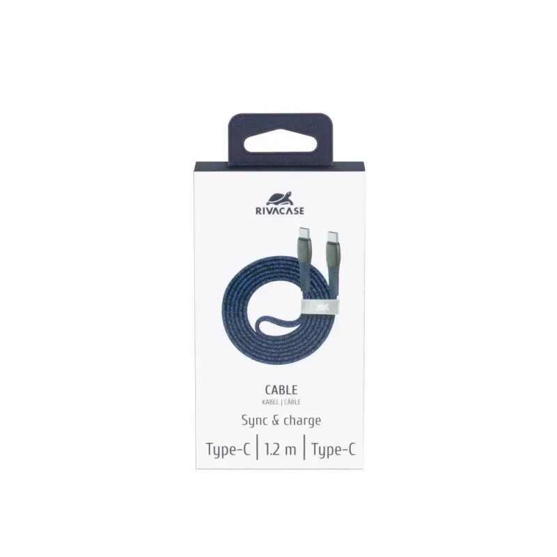 Cable usb-c to usb-c 1.2m-blue ps6105 bl12 rivacase