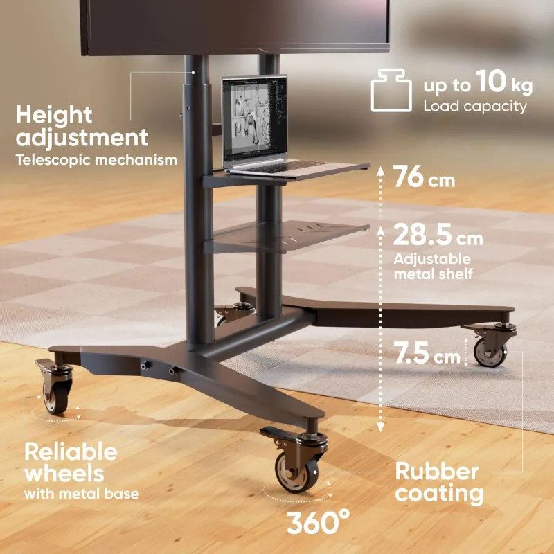 Tv set acc mobile stand-55-90-black ts1871-b onkron