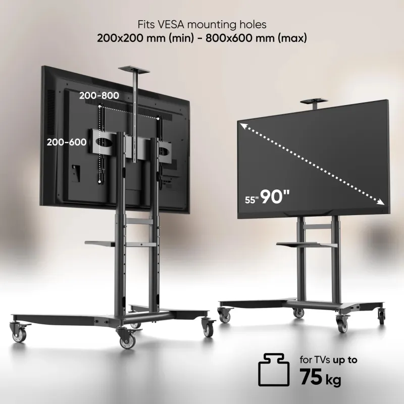 Tv set acc mobile stand-55-90-black ts1871-b onkron