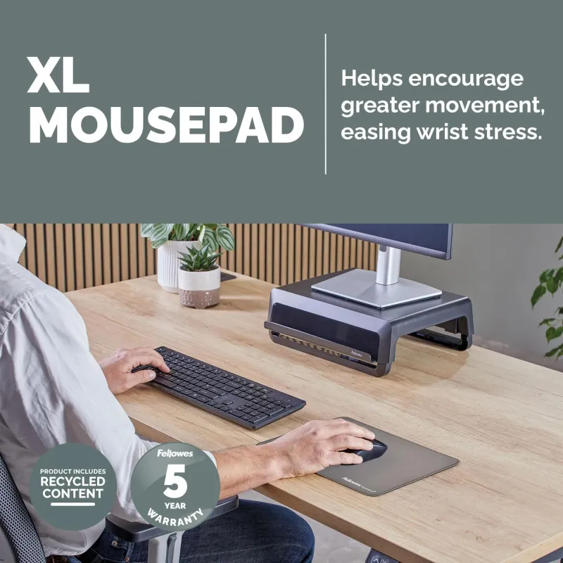 Mouse pad breyta xl-grey 100139316 fellowes