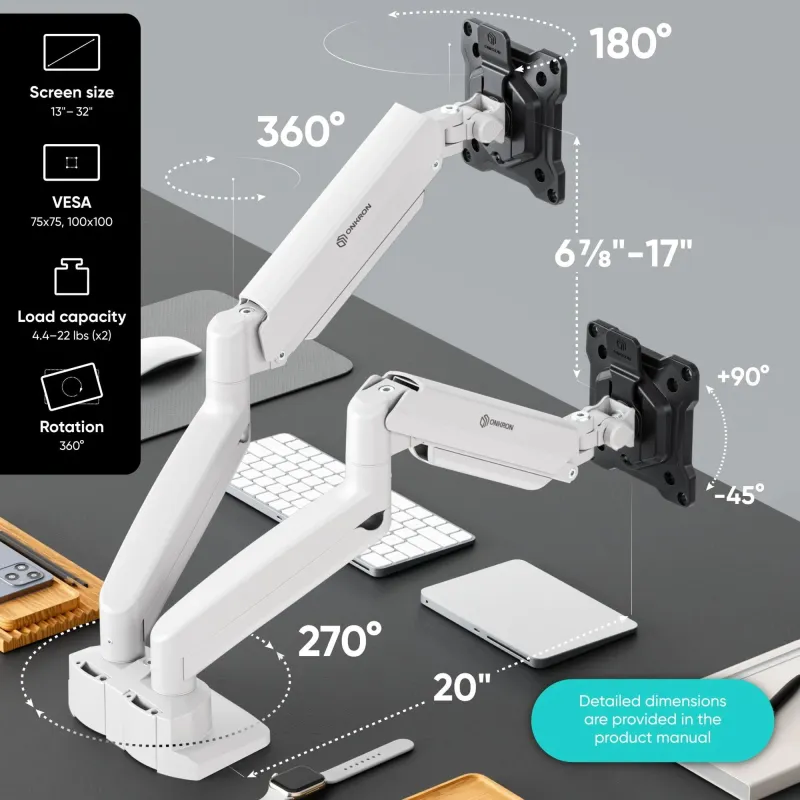 Monitor acc desk mount-13-32 blk-wht g160-bw onkron