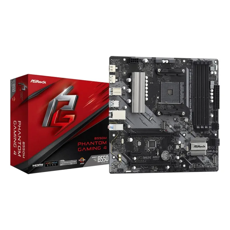 Mainboard-ASROCK-AMD B550-SAM4-MicroATX-1xPCI-Express 3.0 1x-1xPCI-Express 3.0 4x-2xM.2-1xPCI-Express 4.0 16x-Memory DDR4-Memory