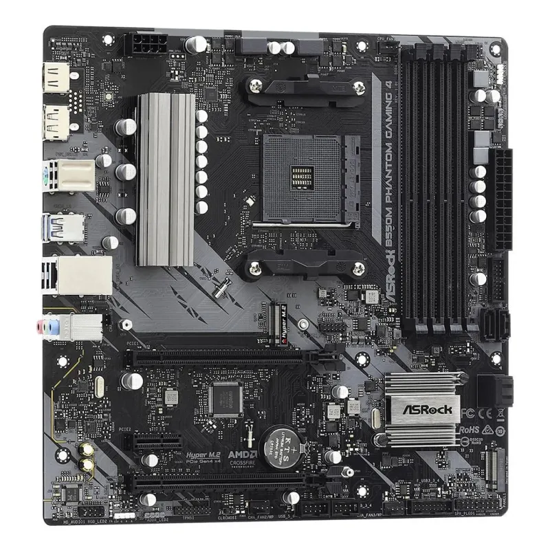 Mainboard-ASROCK-AMD B550-SAM4-MicroATX-1xPCI-Express 3.0 1x-1xPCI-Express 3.0 4x-2xM.2-1xPCI-Express 4.0 16x-Memory DDR4-Memory