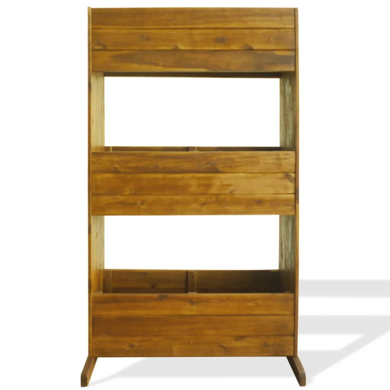 vidaXL augstā puķu kaste, 3 plaukti, akācijas masīvkoks