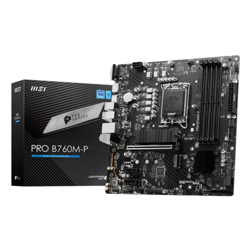 Mainboard-MSI-Intel B760 Express-LGA1700-Micro-ATX-Memory DDR5-Memory slots 4-2xPCI-Express 1x-1xPCI-Express 16x-2xM.2-1x15pin