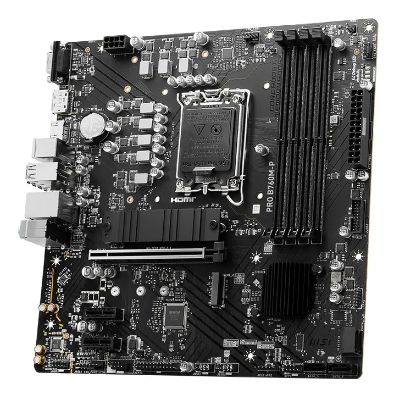 Mainboard-MSI-Intel B760 Express-LGA1700-Micro-ATX-Memory DDR5-Memory slots 4-2xPCI-Express 1x-1xPCI-Express 16x-2xM.2-1x15pin