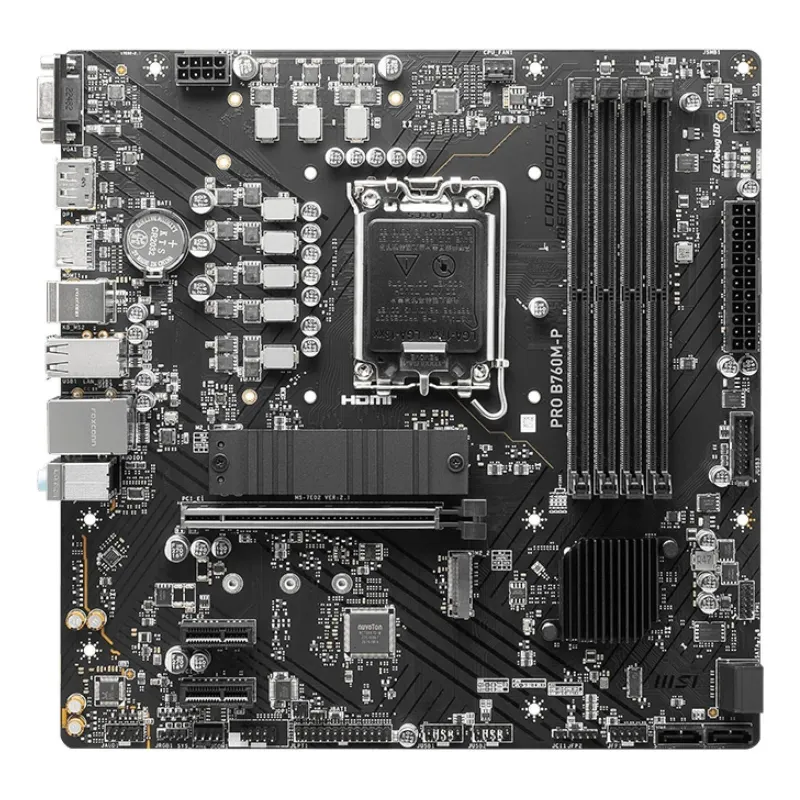 Mainboard-MSI-Intel B760 Express-LGA1700-Micro-ATX-Memory DDR5-Memory slots 4-2xPCI-Express 1x-1xPCI-Express 16x-2xM.2-1x15pin