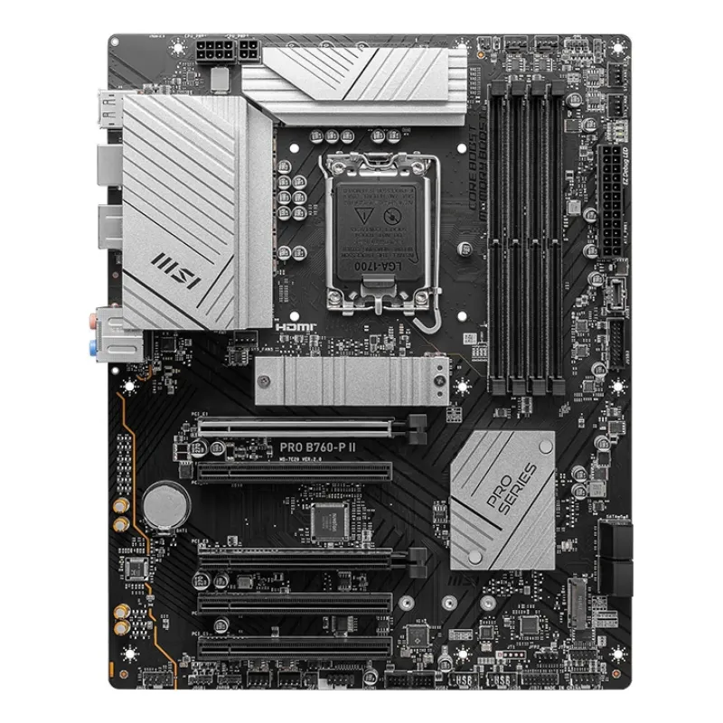 MSI - PRO B760-P II - Processor family Intel - Processor socket LGA1700 - DDR5 - Number of SATA connectors 4