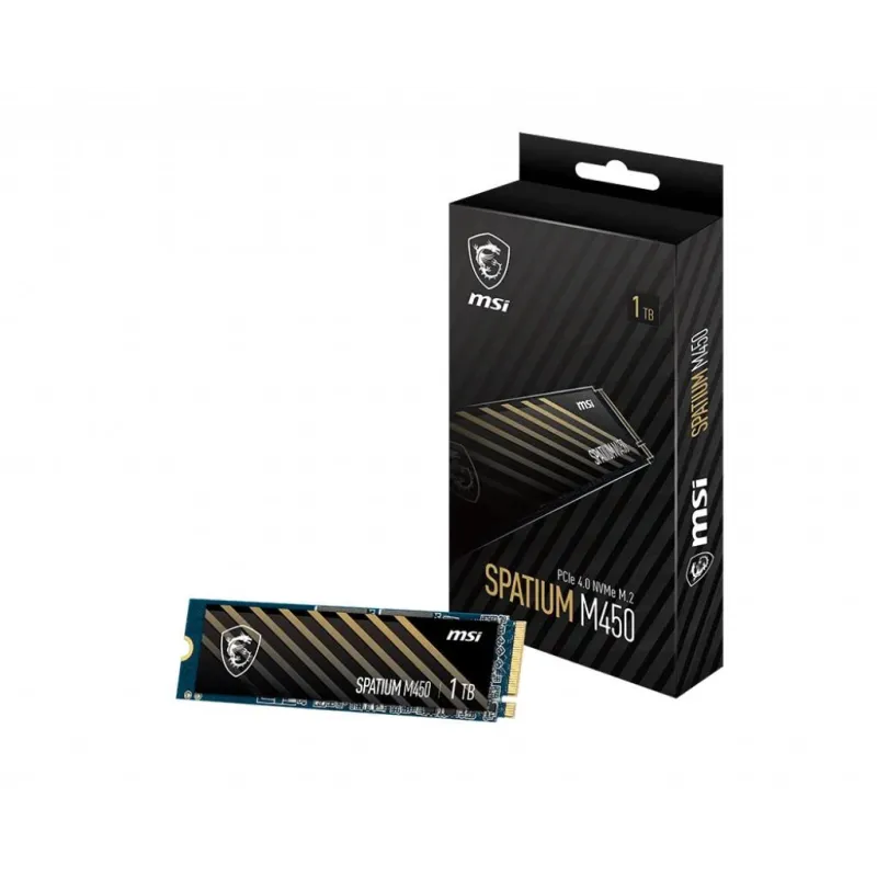 SSD-MSI-SPATIUM M450-1TB-M.2-PCIe Gen4-NVMe-3D NAND-Write speed 2400 MBytes-sec-Read speed 3400 MBytes-sec-2.15mm-TBW 350