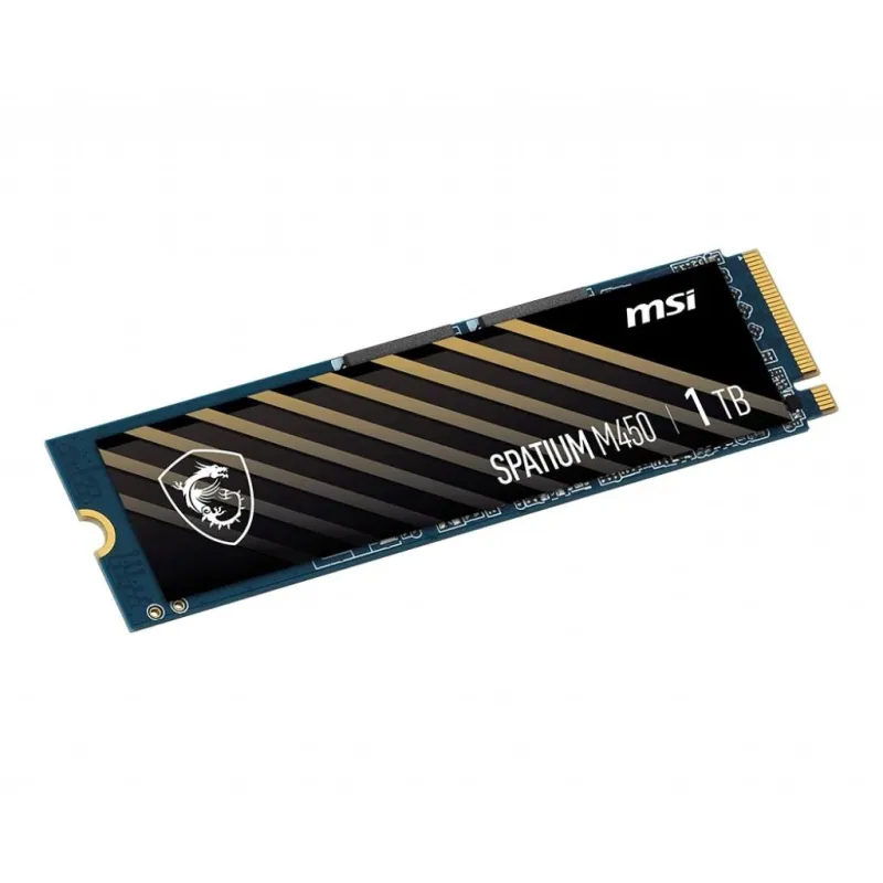 SSD-MSI-SPATIUM M450-1TB-M.2-PCIe Gen4-NVMe-3D NAND-Write speed 2400 MBytes-sec-Read speed 3400 MBytes-sec-2.15mm-TBW 350
