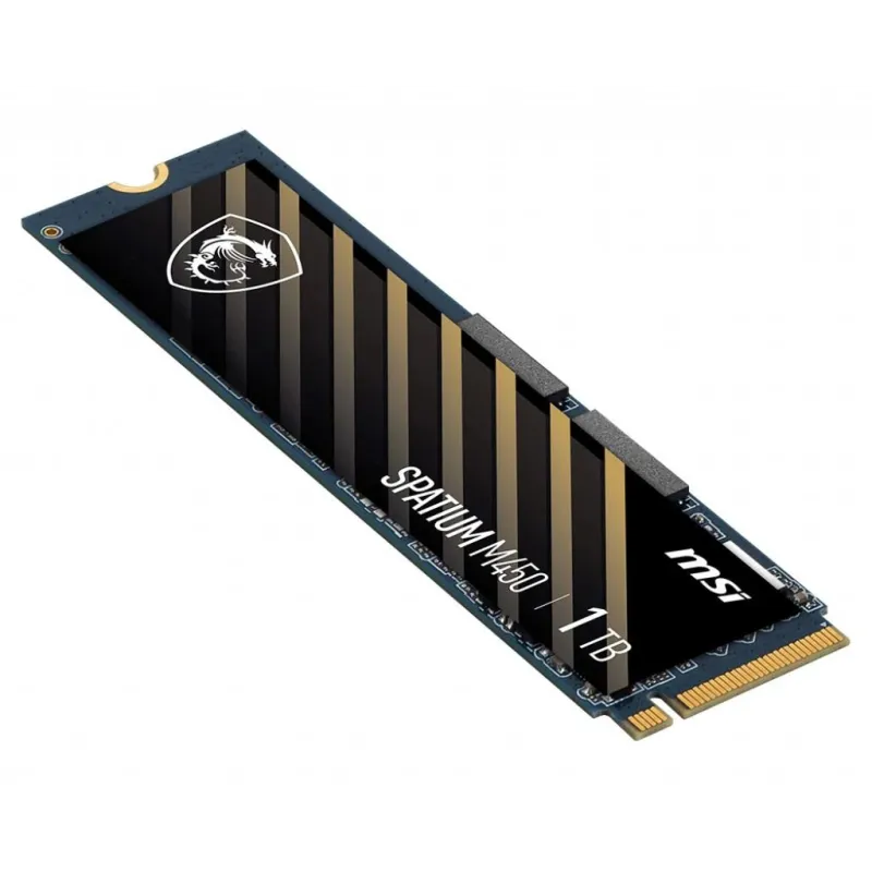 SSD-MSI-SPATIUM M450-1TB-M.2-PCIe Gen4-NVMe-3D NAND-Write speed 2400 MBytes-sec-Read speed 3400 MBytes-sec-2.15mm-TBW 350