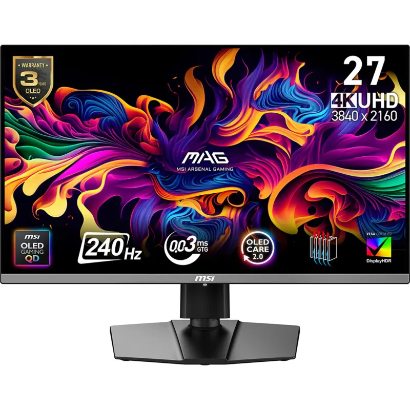 Monitor-MSI-26.5 -3840 x 2160 pixels-4K Ultra HD-Native aspect ratio 16:9-QD-OLED-MAG272UPQD-OLEDX24