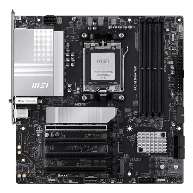 Mainboard-MSI-AMD B850-SAM5-Micro-ATX-Memory DDR5-Memory slots 4-PROB850M-PWIFI