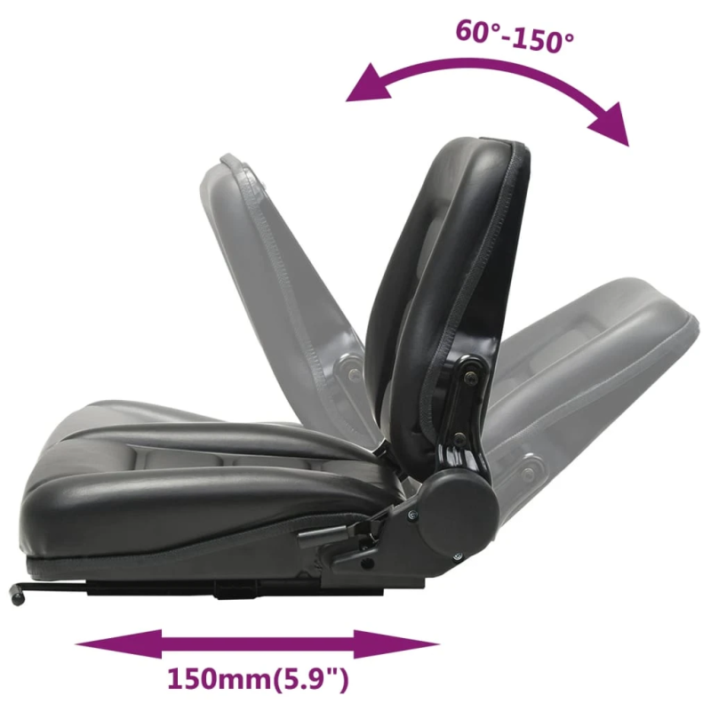 vidaXL autokrāvēja un traktora sēdeklis ar regulējamu atzveltni, melns