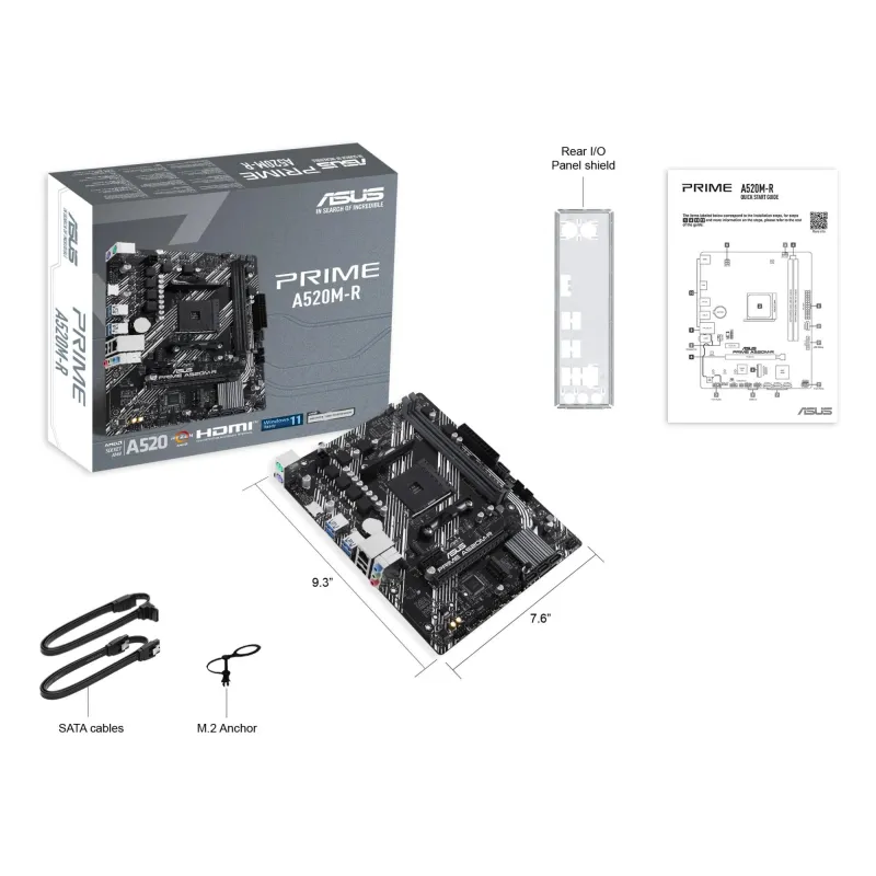 Mainboard-ASUS-AMD A520-SAM4-Micro-ATX-Memory DDR4-Memory slots 2-1xPCI-Express 3.0 1x-1xPCI-Express 3.0 16x-1xM.2-1xHDMI-2xUSB