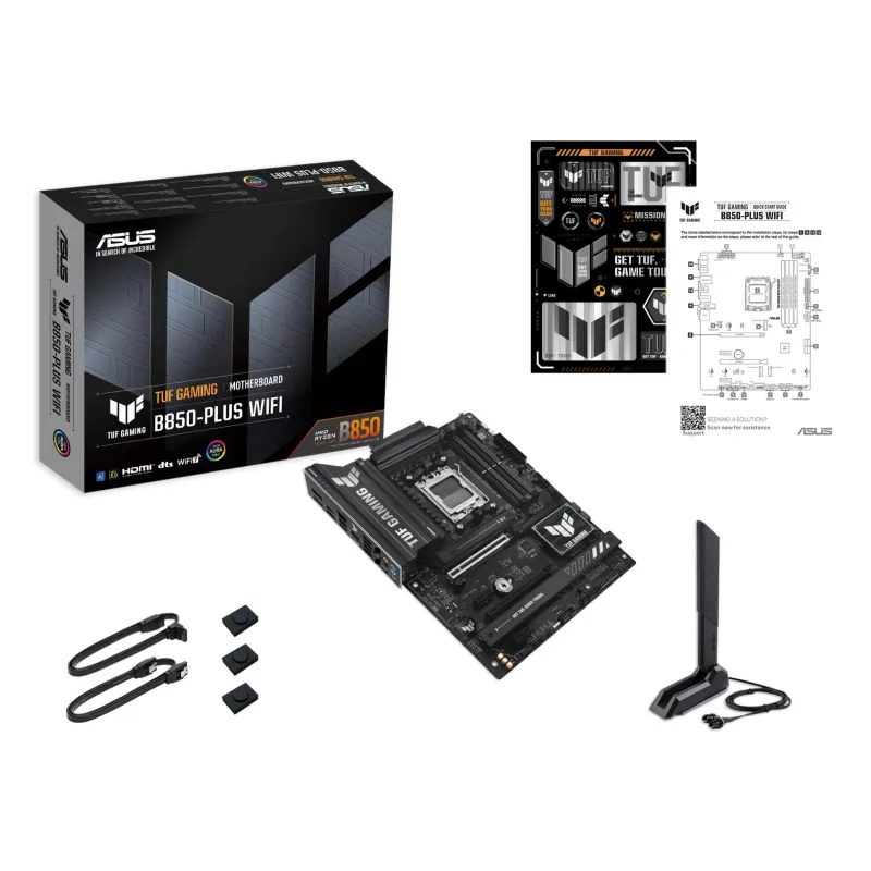 Asus TUF GAMING B850-PLUS WIFI - Processor family AMD - Processor socket AM5 - DDR5 DIMM - Number of SATA connectors 4
