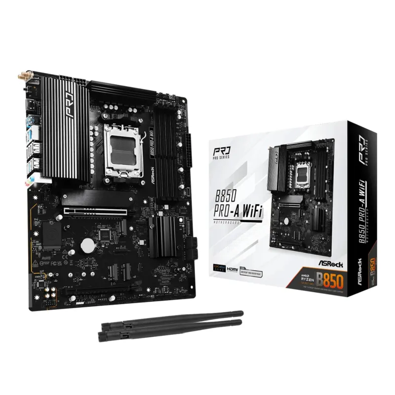 Mainboard-ASROCK-AMD B850-SAM5-ATX-Memory DDR5-Memory slots 4-1xPCI-Express 4.0 16x-1xPCI-Express 5.0