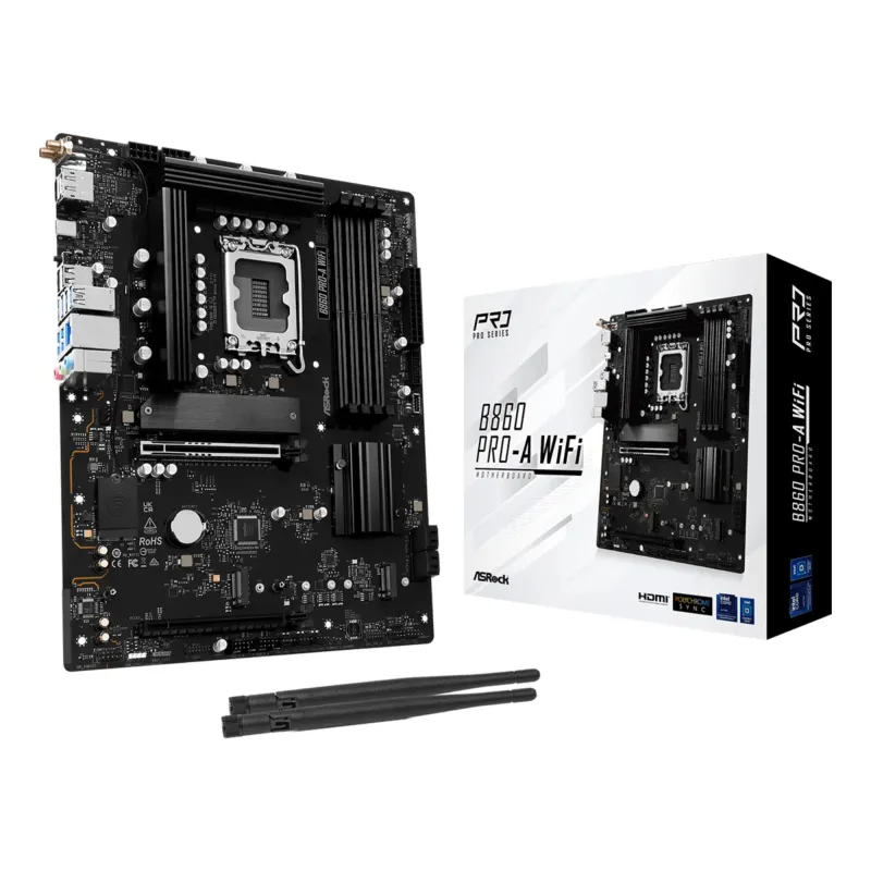 Mainboard-ASROCK-Intel B860 Express-LGA1851-ATX-Memory DDR5-Memory slots 4-1xPCI-Express 4.0 16x-1xPCI-Express 5.0