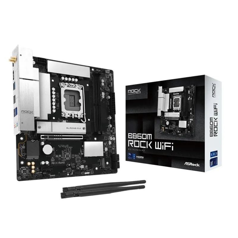 Mainboard-ASROCK-Intel B860-LGA 1851 ,Socket V1,-micro ATX-RAM DDR5-SDRAM-2xSlots-Wi-Fi Yes-Bluetooth Yes-1xNumber of M.2 ,M,