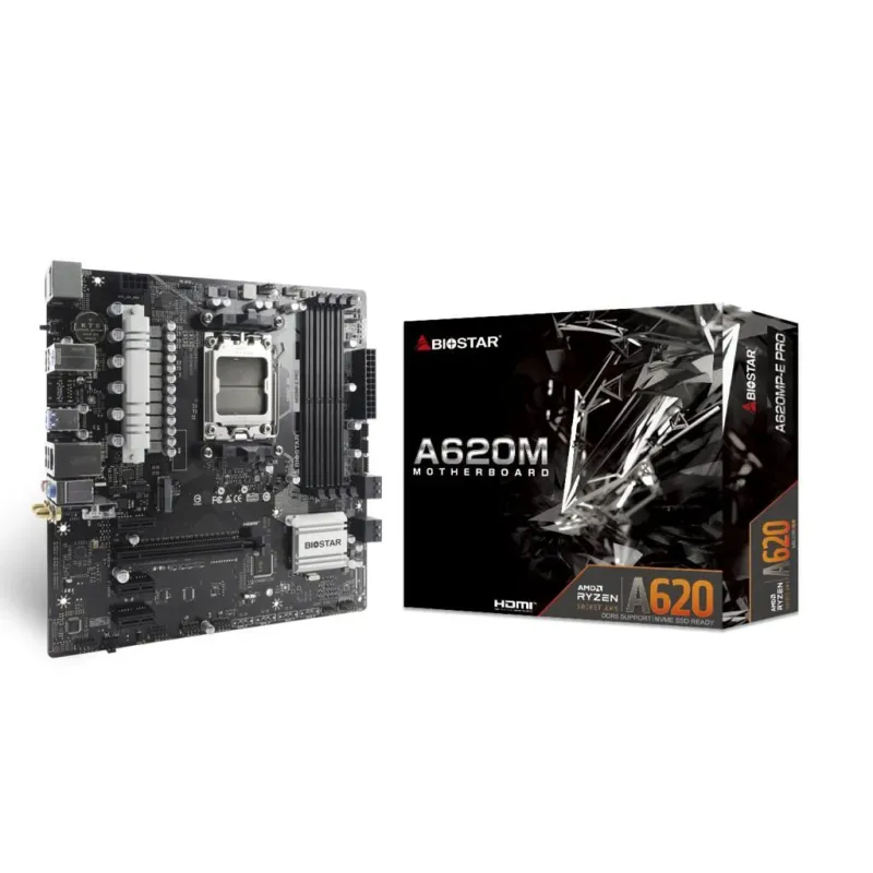 Mainboard-BIOSTAR-AMD A620-SAM5-Micro-ATX-Memory DDR5-Memory slots 4-1xPCI-Express 3.0 1x-2xPCI-Express 4.0 1x-1xPCI-Express 4.0