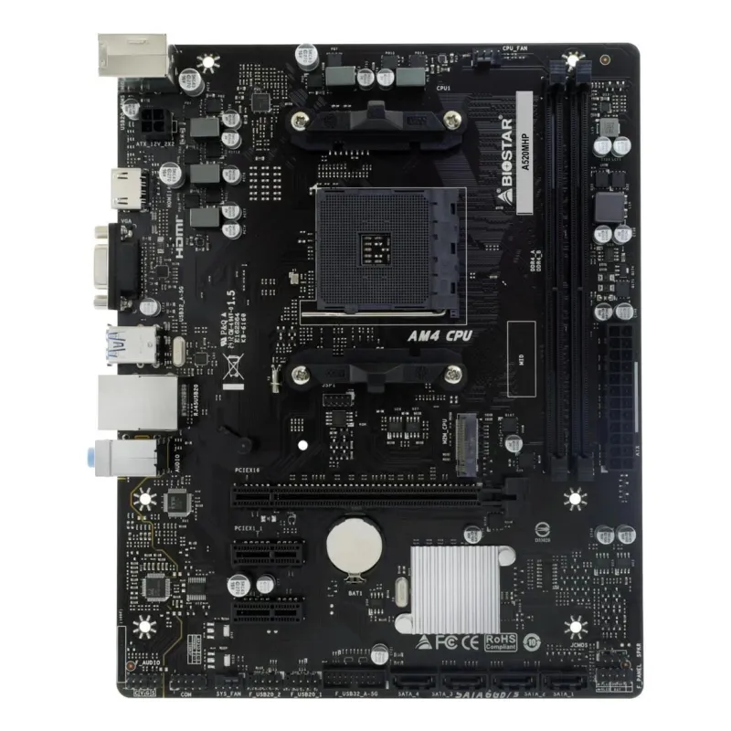 Mainboard-BIOSTAR-AMD A520-SAM4-Micro-ATX-Memory DDR4-Memory slots 2-2xPCI-Express 3.0 1x-1xPCI-Express 3.0 16x-1xM.2-1x15pin
