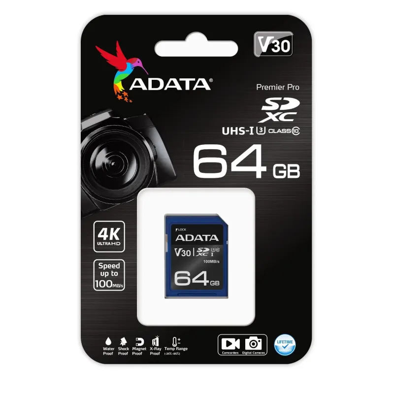 Memory sdxc 64gb v30-asdx64gui3v30s-r adata