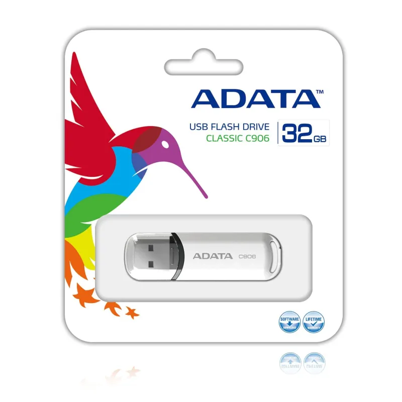 Memory drive flash usb2 32gb-white ac906-32g-rwh adata