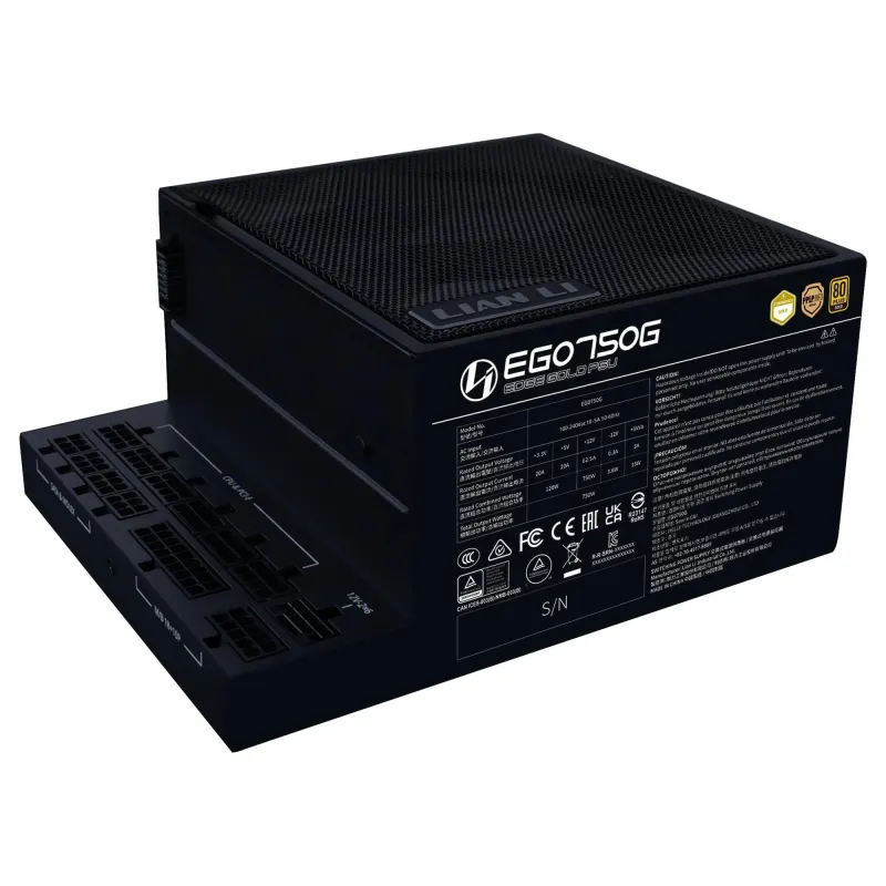 Power Supply-LIAN LI-EDGE GOLD 750-750 Watts-Efficiency 80 PLUS GOLD-PFC Active-G9P.EG0750G.B000.EU