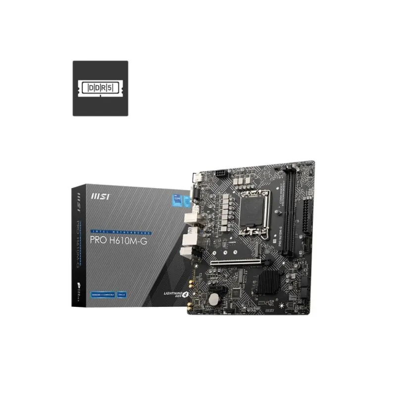 Mainboard-MSI-PRO H610M-G-Intel H610-LGA 1700-micro ATX-RAM DDR5-SDRAM-2xSlots-1xPCI Express x1 slots-1xPCI Express x16