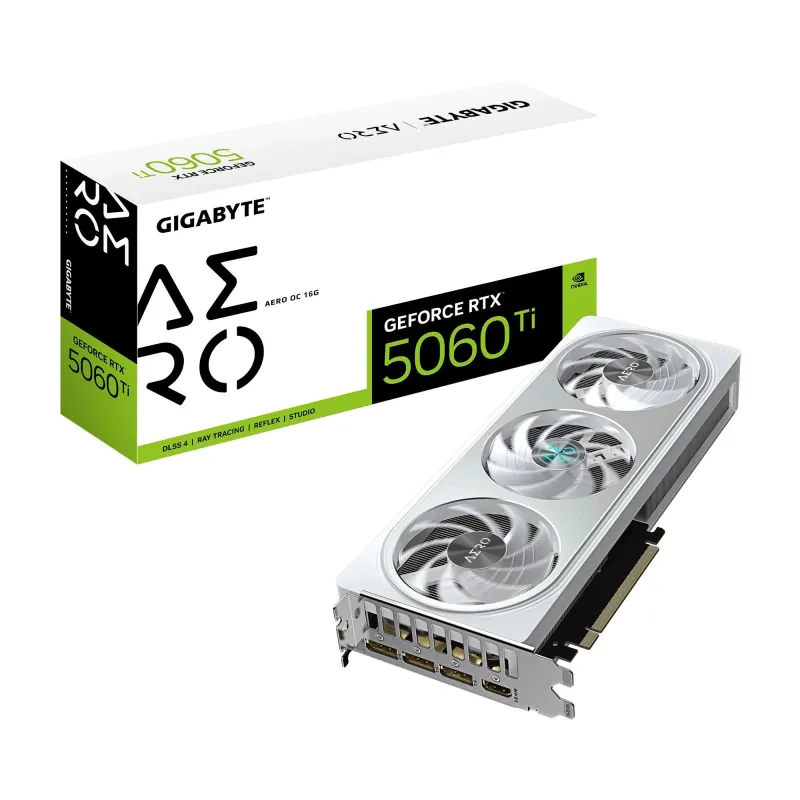 Graphics Card-GIGABYTE-NVIDIA GeForce RTX 5060 Ti-16 GB-GDDR7-128 bit-PCIE 5.0 16x-GPU 2647 MHz-Triple slot