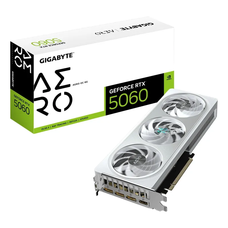 Graphics Card-GIGABYTE-NVIDIA-GeForce RTX 5060-2595 MHz-8 GB-GDDR7-128 bit-PCI Express 5.0-Active-GV-N5060AEROOC-8GD