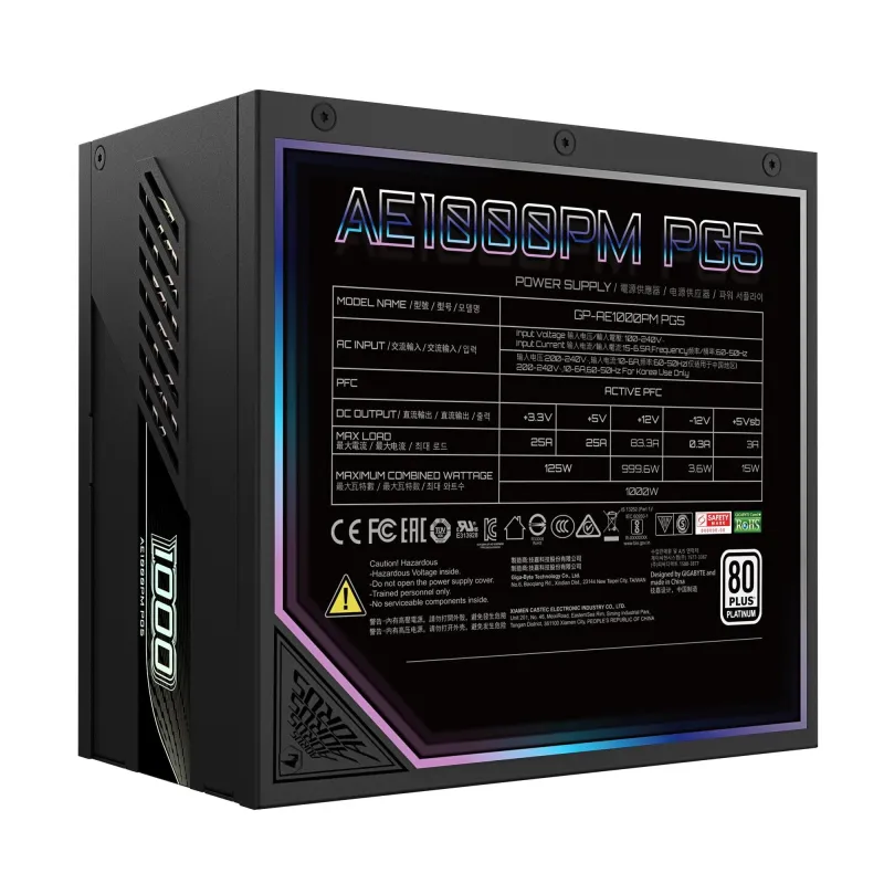 Power Supply-NZXT-GP-AE1000PM PG5-1000 Watts-Efficiency 80 PLUS PLATINIUM-PFC Active-MTBF 100000 hours-GP-AE1000PMPG5