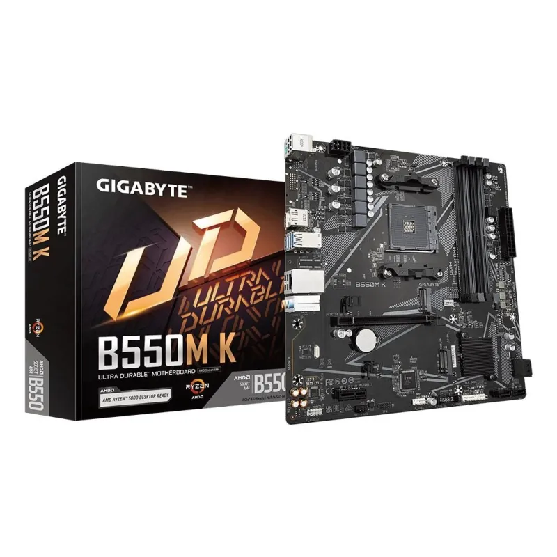 Mainboard-GIGABYTE-AMD B550-SAM4-Micro-ATX-Memory DDR4-Memory slots 4-1xPCI-Express 3.0 1x-1xPCI-Express 4.0
