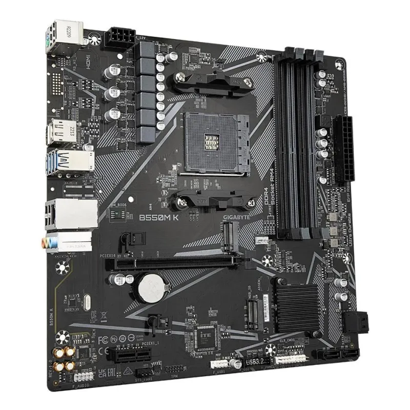 Gigabyte - B550M K 1.0 M-B - Processor family AMD - Processor socket AM4 - DDR4 DIMM - Memory slots 4 - Supported hard disk