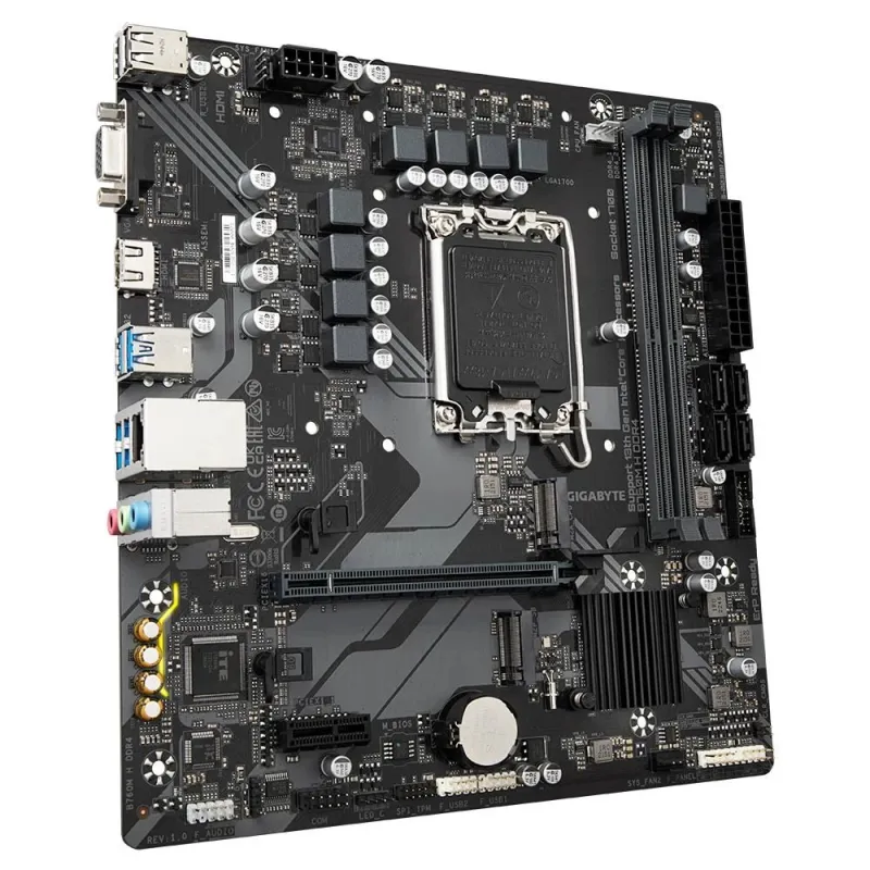 Mainboard-GIGABYTE-Intel B760 Express-LGA1700-Micro-ATX-Memory DDR4-Memory slots 2-1xPCI-Express 3.0 1x-1xPCI-Express 4.0