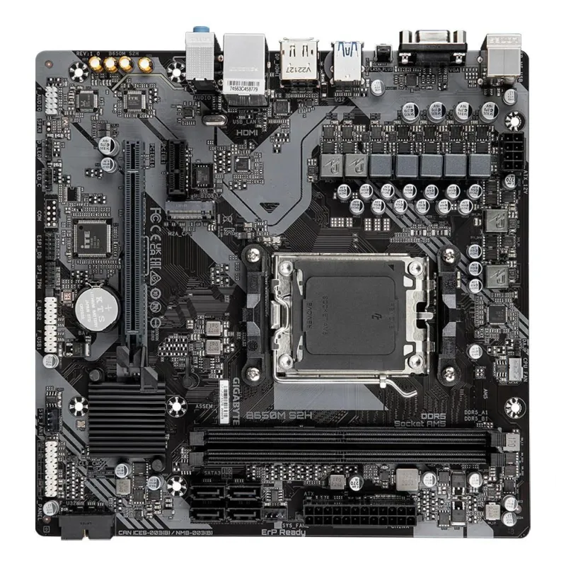 Gigabyte - B650M S2H 1.0 M-B - Processor family AMD - Processor socket AM5 - DDR5 DIMM - Memory slots 2 - Supported hard disk