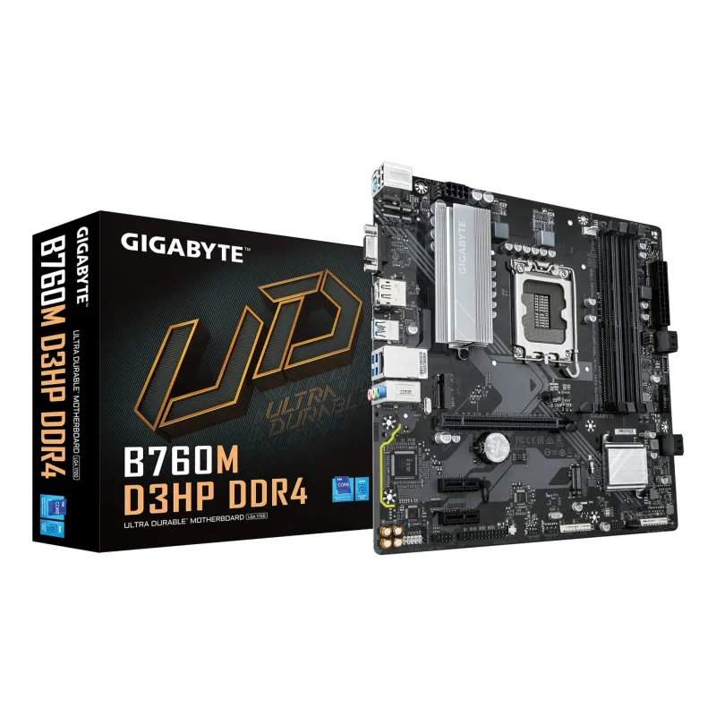 Mainboard-GIGABYTE-Intel B760 Express-LGA1700-Micro-ATX-Memory DDR4-Memory slots 4-2xPCI-Express 3.0 1x-1xPCI-Express 4.0