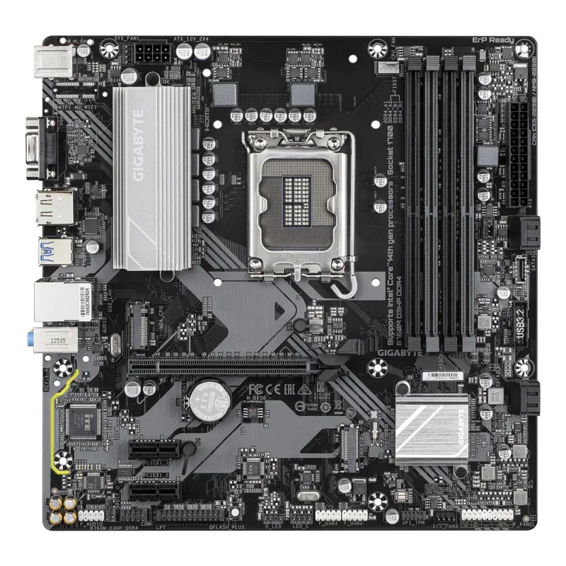 Mainboard-GIGABYTE-Intel B760 Express-LGA1700-Micro-ATX-Memory DDR4-Memory slots 4-2xPCI-Express 3.0 1x-1xPCI-Express 4.0
