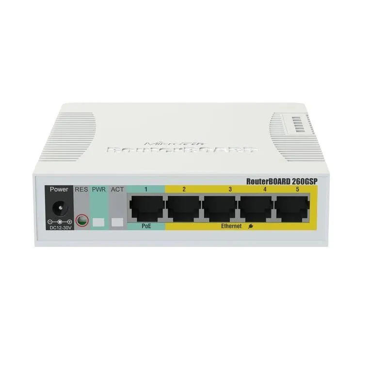Cloud Router Switch - RB260GSP - 1000 Mbit-s - Ethernet LAN ,RJ-45, ports 5 - 12 month,s,