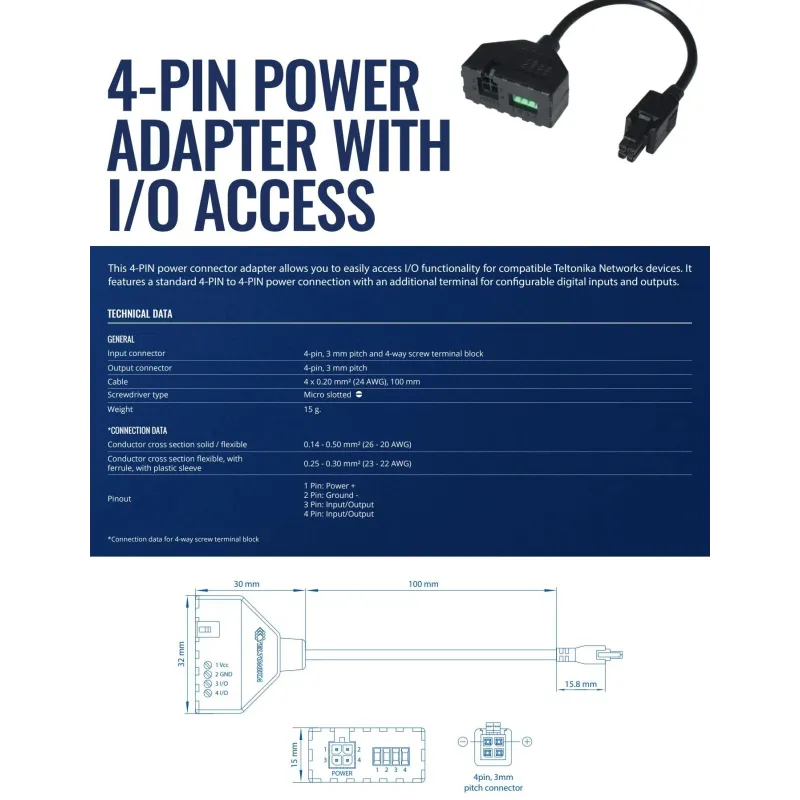 Cable adapter 4-pin with i-o-pr5mec21 teltonika