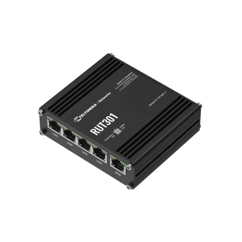 Ethernet Router - RUT301 - No Wi-Fi - 10-100 Mbit-s - Ethernet LAN ,RJ-45, ports 5 - Mesh Support No - MU-MiMO No - No mobile
