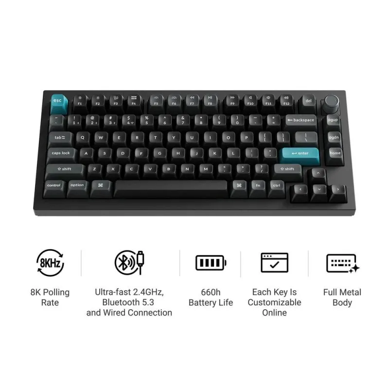 Keyboard wrl q1 ultra-black q1u-m1 keychron