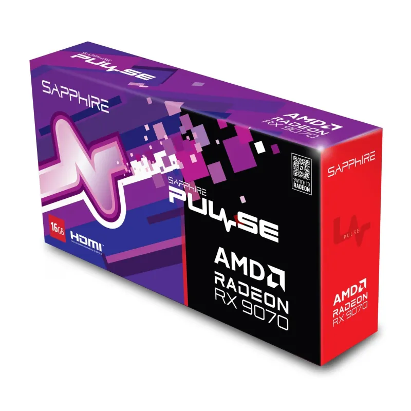 Graphics Card-SAPPHIRE-AMD Radeon RX 9070-16 GB-GDDR6-256 bit-PCIE 5.0 16x-Dual Slot Fansink-2xHDMI-2xDisplayPort-11349-03-20G