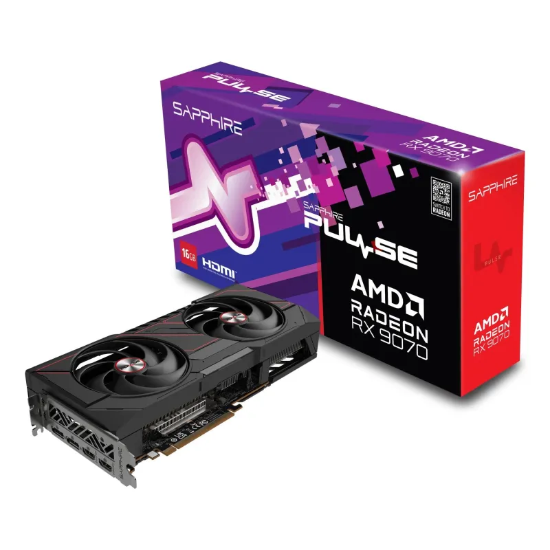 Graphics Card-SAPPHIRE-AMD Radeon RX 9070-16 GB-GDDR6-256 bit-PCIE 5.0 16x-Dual Slot Fansink-2xHDMI-2xDisplayPort-11349-03-20G