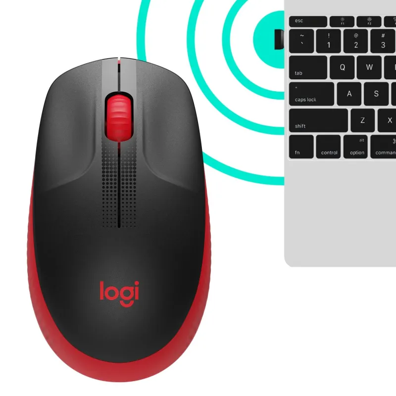 Logitech - Full size Mouse - M190 - Wireless - USB - Red