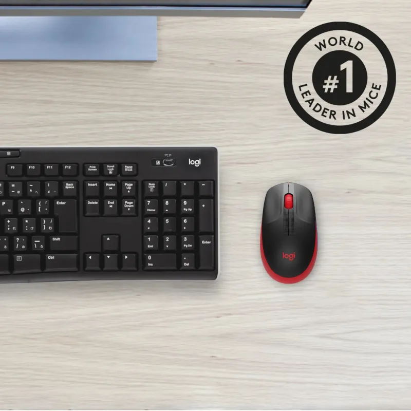Logitech - Full size Mouse - M190 - Wireless - USB - Red