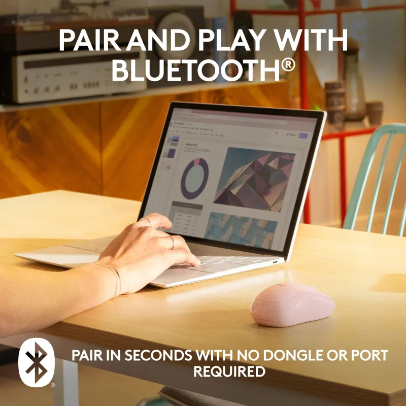 Kompiuterio pelė Logitech M240 bluetooth. rožinė